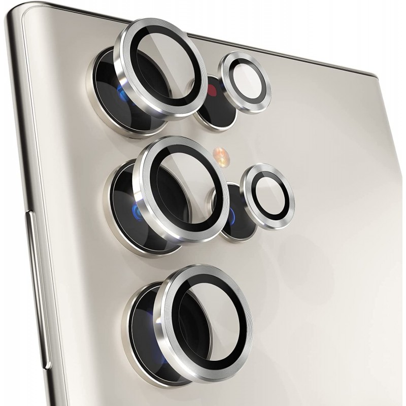 Γυαλί Προστασίας Eagle Eye Camera Lens with Metal Ring  and Positioning Plate Samsung Galaxy S23 Ultra 5G SM-S918 Tempered Glass 9H AntiCrash / AntiShock  Silver
