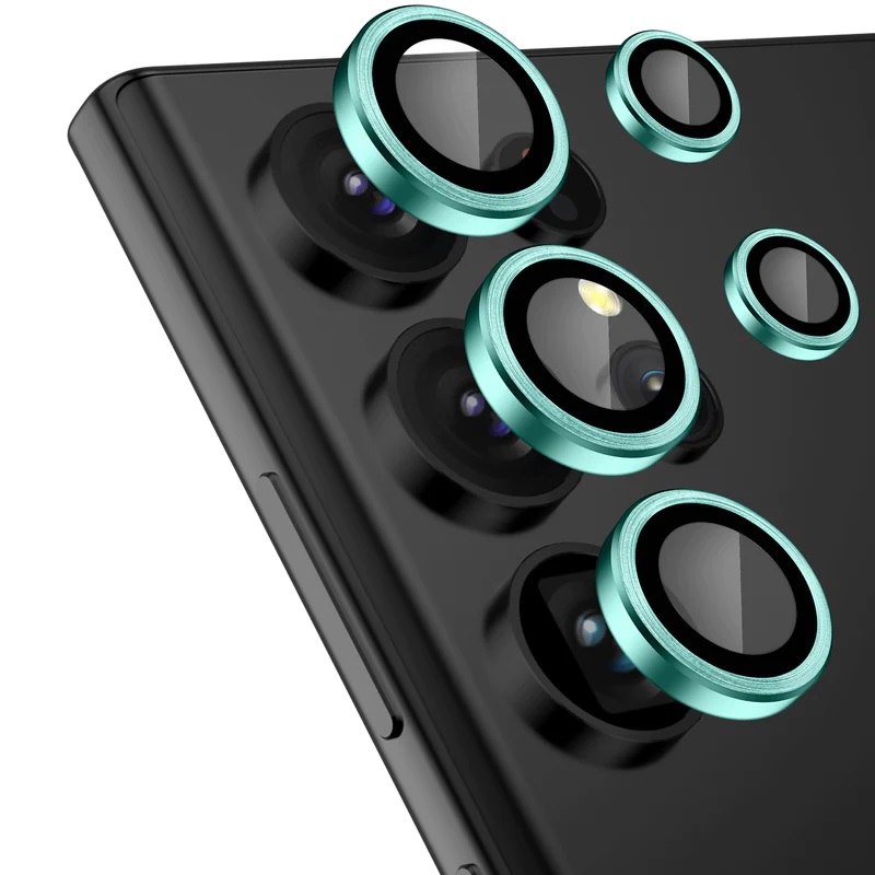 Γυαλί Προστασίας Eagle Eye Camera Lens with Metal Ring and Positioning Plate  Samsung Galaxy S23 Ultra 5G SM-S918 Tempered Glass 9H AntiCrash / AntiShock  Fresh Lime Green
