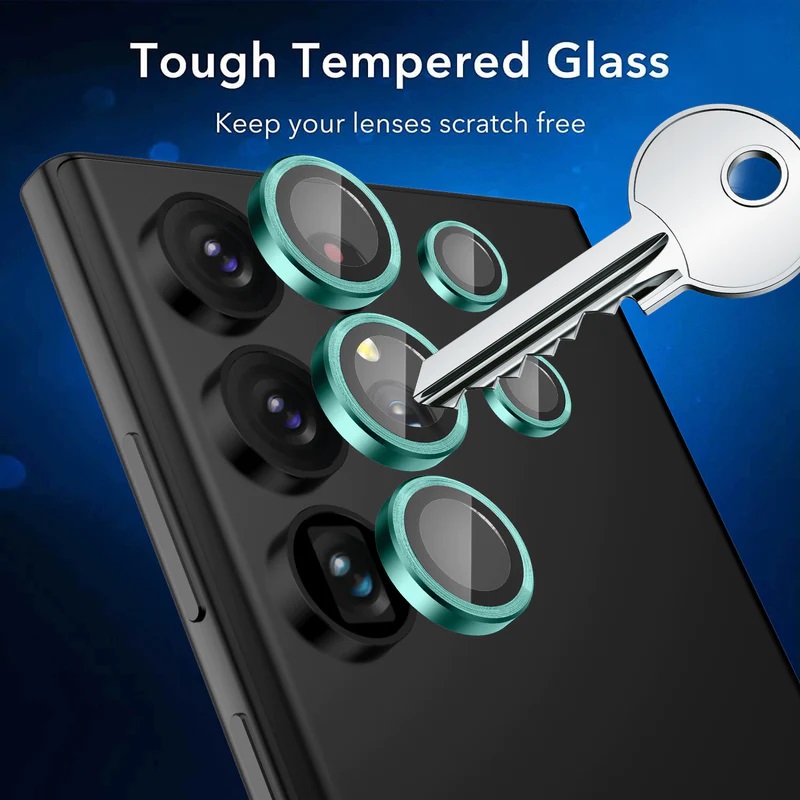 Γυαλί Προστασίας Eagle Eye Camera Lens with Metal Ring and Positioning Plate  Samsung Galaxy S23 Ultra 5G SM-S918 Tempered Glass 9H AntiCrash / AntiShock  Fresh Lime Green