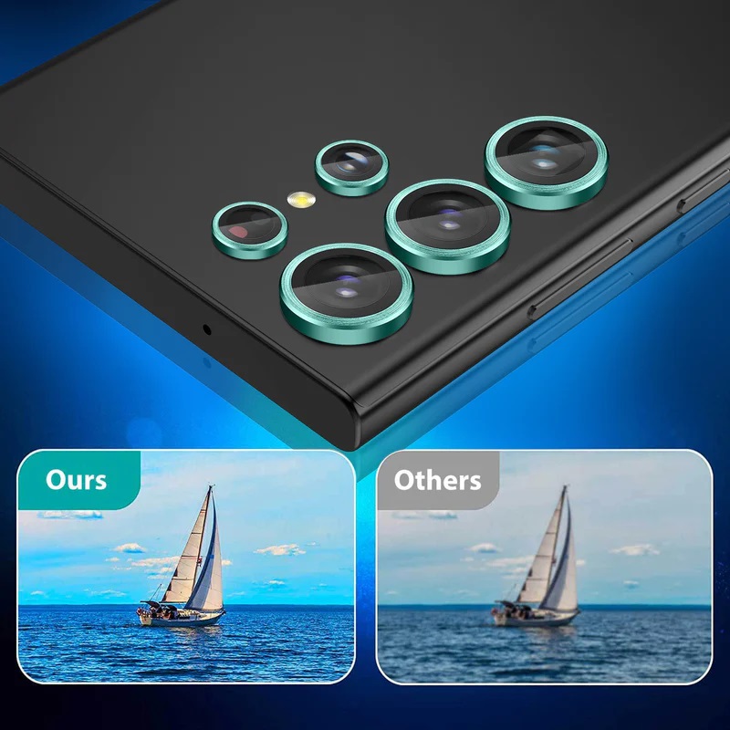 Γυαλί Προστασίας Eagle Eye Camera Lens with Metal Ring and Positioning Plate  Samsung Galaxy S23 Ultra 5G SM-S918 Tempered Glass 9H AntiCrash / AntiShock  Fresh Lime Green