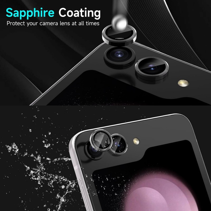 Γυαλί Προστασίας Eagle Eye Camera Lens with Metal Ring and Positioning Plate Samsung Galaxy Z Flip5 5G SMF731 Tempered Glass 9H AntiCrash / AntiShock Black