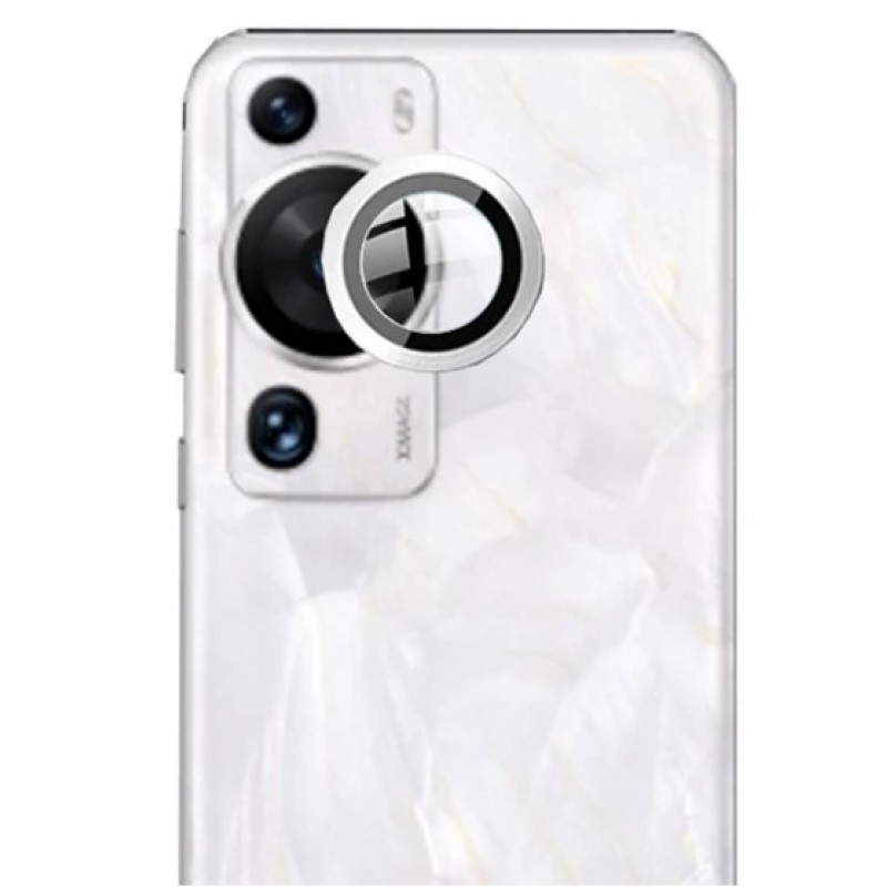 Γυαλί Προστασίας Eagle Eye Camera Lens with Metal Ring  and Positioning Plate Huawei P60 / P60 Pro Tempered Glass 9H AntiCrash / AntiShock  Silver