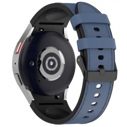 Ανταλλακτικό λουράκι Leather & Silicone για Samsung Galaxy Watch 7 / 6 / 6 Classic / 5 / 5 Pro/ 4 / 4 Classic Blue