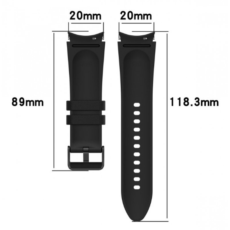 Ανταλλακτικό λουράκι Leather & Silicone για Samsung Galaxy Watch 7 / 6 / 6 Classic / 5 / 5 Pro/ 4 / 4 Classic Green