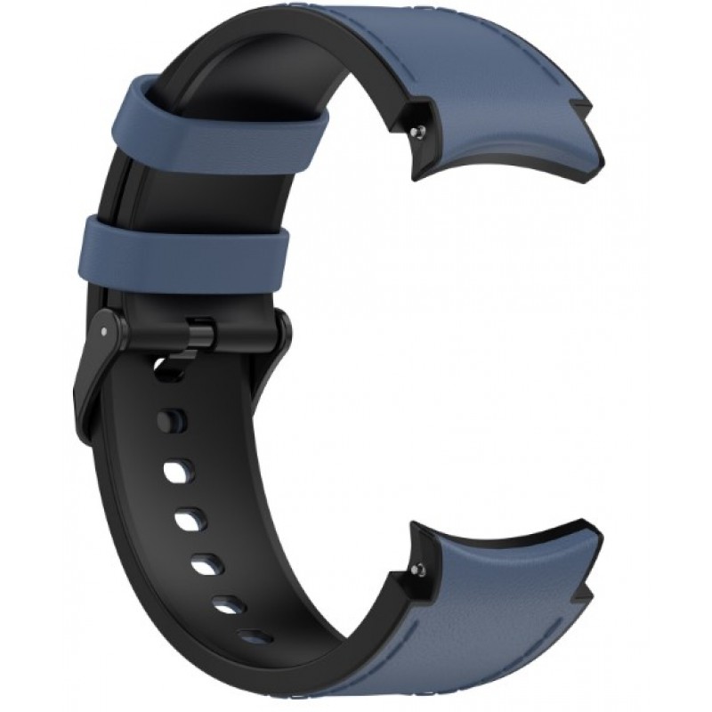 Ανταλλακτικό λουράκι Leather & Silicone για Samsung Galaxy Watch 7 / 6 / 6 Classic / 5 / 5 Pro/ 4 / 4 Classic Blue