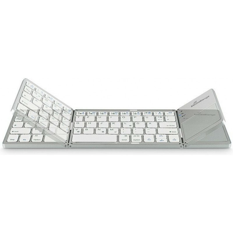 Ασύρματο Πληκτρολόγιο MediaRange Bluetooth Keyboard Foldable & Rechargeable with Touchpad Silver (MROS133-GR)