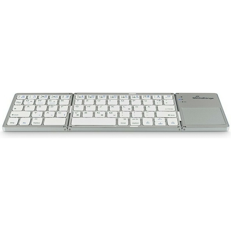 Ασύρματο Πληκτρολόγιο MediaRange Bluetooth Keyboard Foldable & Rechargeable with Touchpad Silver (MROS133-GR)