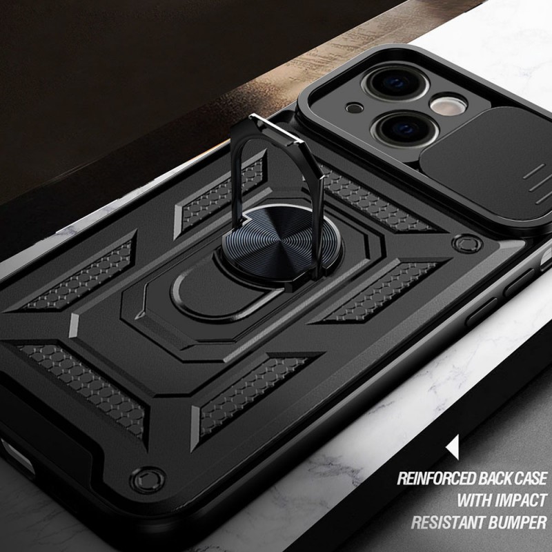 Θήκη Slide Camera Armor Magnetic Stand Motorola Moto G34 5G Shockproof Black