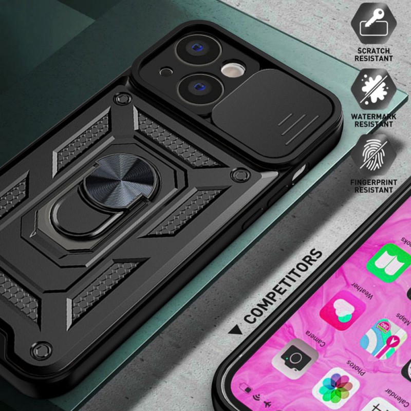 Θήκη Slide Camera Armor Magnetic Stand Motorola Moto G34 5G Shockproof Black