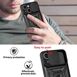 Θήκη Slide Camera Armor Magnetic Stand Motorola Moto G34 5G Shockproof Black