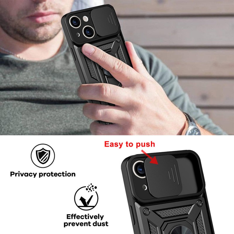 Θήκη Slide Camera Armor Magnetic Stand Motorola Moto G34 5G Shockproof Black