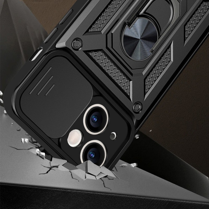 Θήκη Slide Camera Armor Magnetic Stand Motorola Moto G34 5G Shockproof Black
