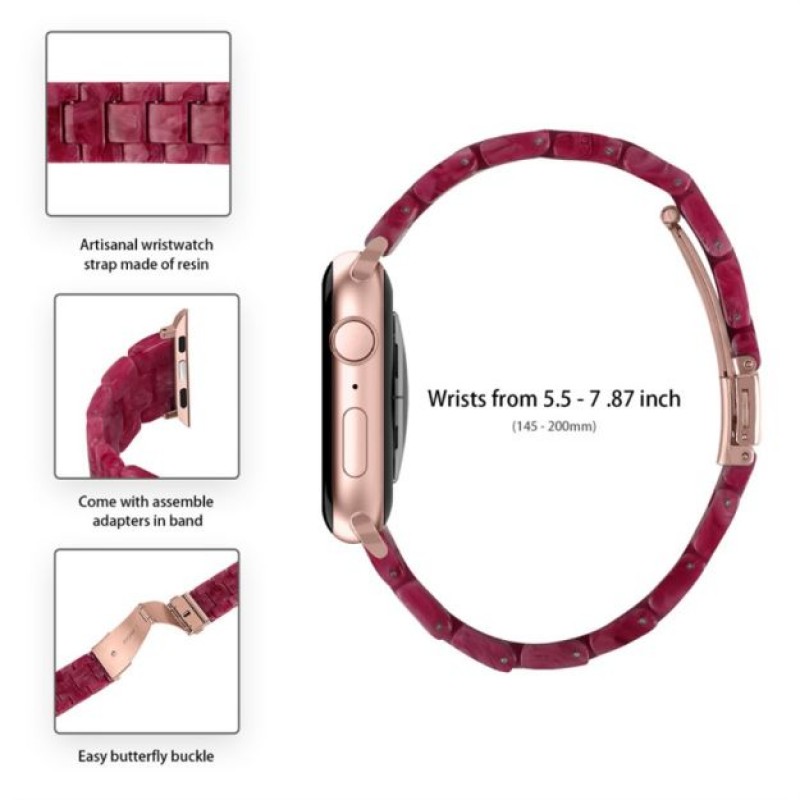 Ανταλλακτικό λουράκι QuickFit Ceramic  Apple Watch 1/2/3/4/5/6/SE/7/8 (42/44/45/49mm) Marble Red