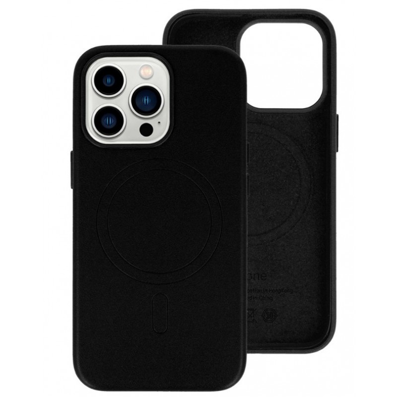 Θήκη Leather with Magsafe Apple iPhone 13 (6.1") Black