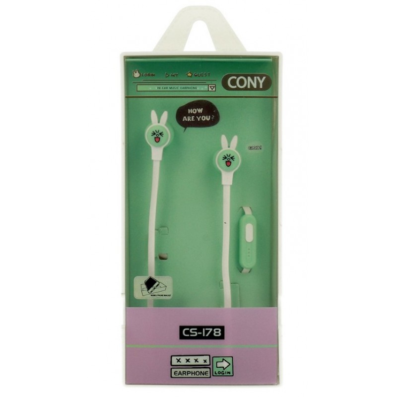 Ακουστικά Handsfree Casni CS-178 Jack 3,5mm Rabbit Green