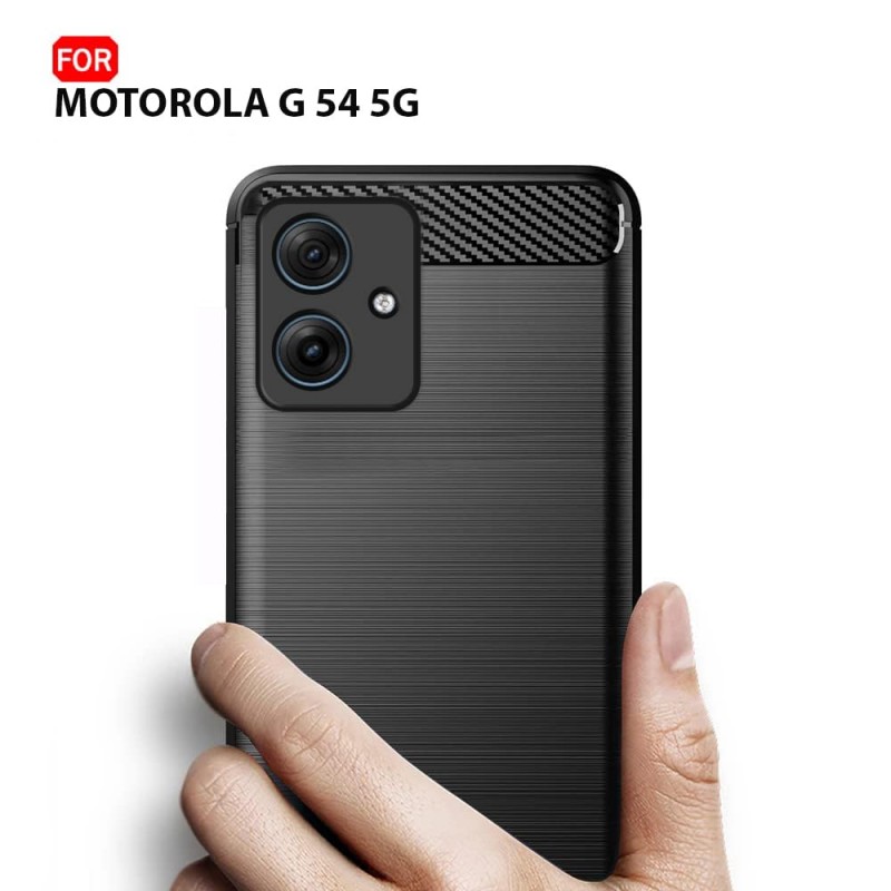 Θήκη TPU Carbon Fiber Brushed Motorola Moto G54 Black Θήκη TPU Carbon Fiber Brushed Motorola Moto G54 Black