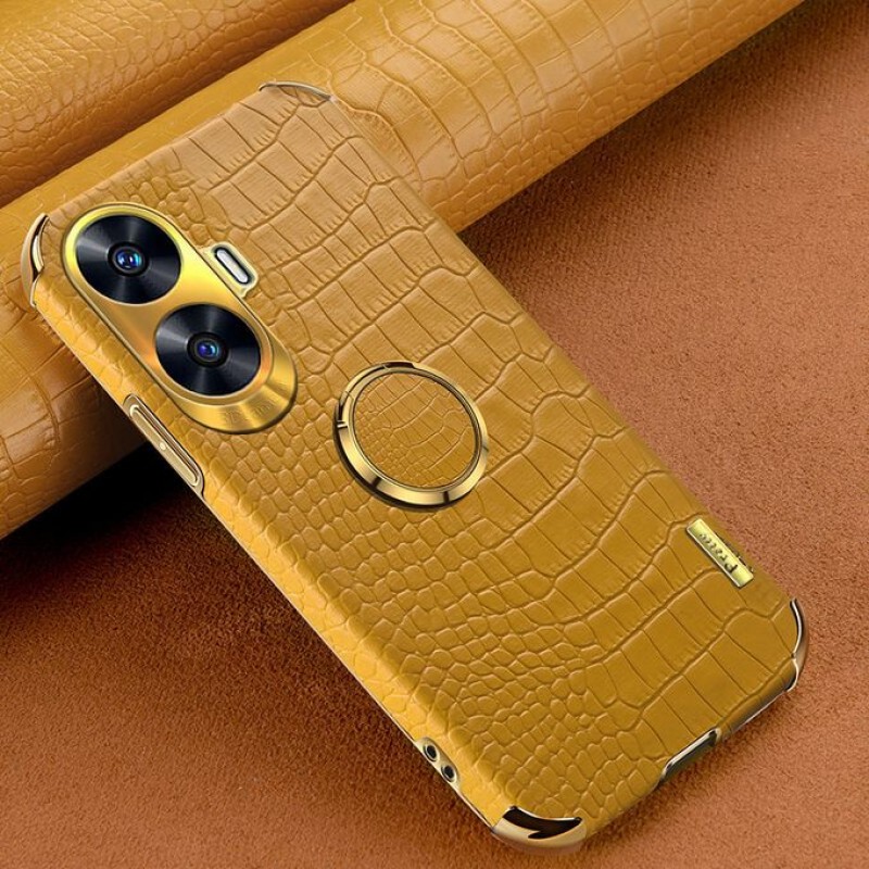 Θήκη Electroplated Crocodile Pattern with Kickstand Realme C55 Yellow