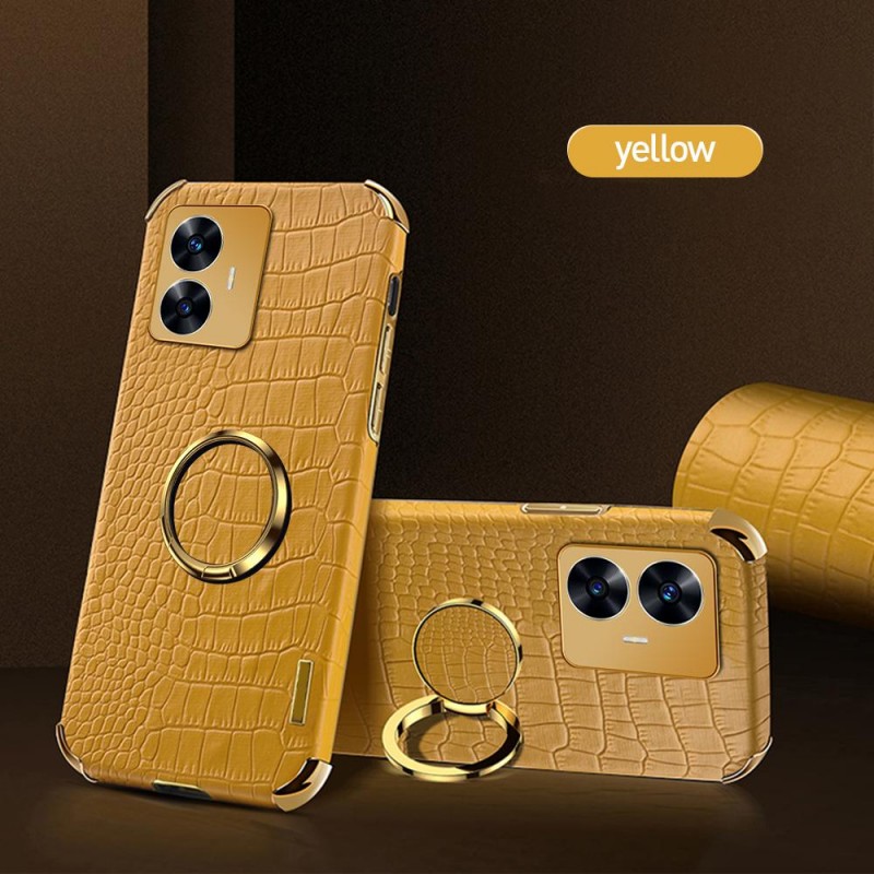 Θήκη Electroplated Crocodile Pattern with Kickstand Realme C55 Yellow