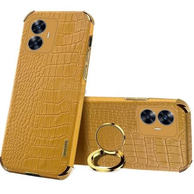 Θήκη Electroplated Crocodile Pattern with Kickstand Realme C55 Yellow