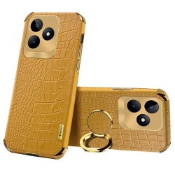 Θήκη Electroplated Crocodile Pattern with Kickstand Realme C53 / C51 Yellow Θήκη Electroplated Crocodile Pattern with Kickstand Realme C53 / C51 Yellow