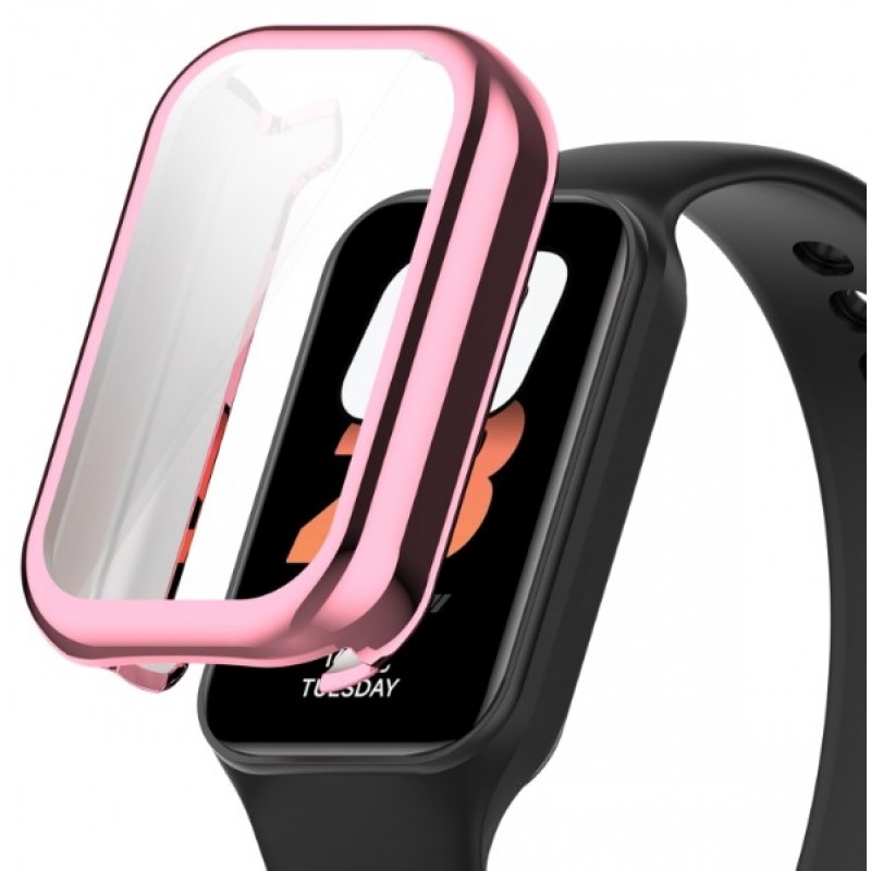 Θήκη Electroplated TPU Full Screen Cover Xiaomi Smartband 8 Active / Redmi Smart Band 2 Pink