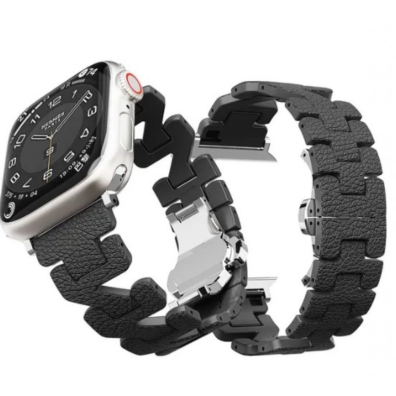 Ανταλλακτικό λουράκι QuickFit Elegant with Butterfly Buckle Apple Watch 1/2/3/4/5/6/SE/7/8 (42/44/45/49mm) Black