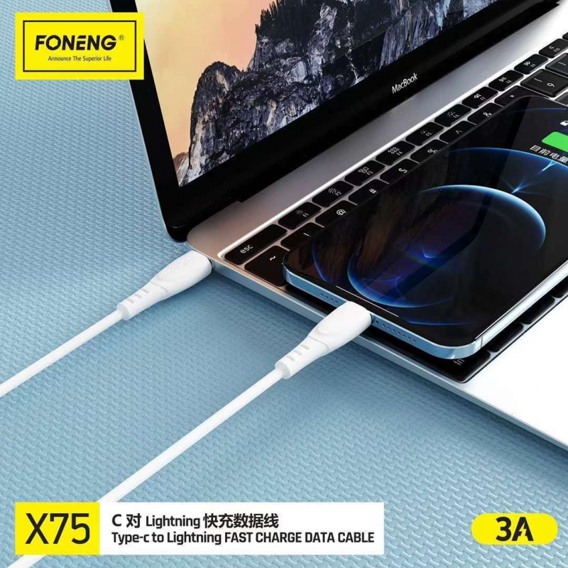 Καλώδιο Data Foneng X75 Type-C to lightning 3A 1m White 