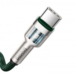 Καλώδιο Φόρτισης Baseus Cafule Metal Braided Type-C to Type-C 100W 2m (CATJK-D06) Green 