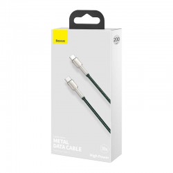 Καλώδιο Φόρτισης Baseus Cafule Metal Braided Type-C to Type-C 100W 2m (CATJK-D06) Green 
