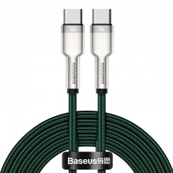 Καλώδιο Φόρτισης Baseus Cafule Metal Braided Type-C to Type-C 100W 2m (CATJK-D06) Green 