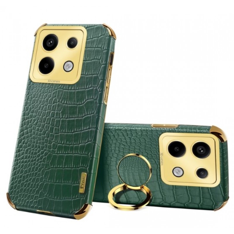 Θήκη Electroplated Crocodile Pattern with Kickstand Xiaomi Redmi 13C / Poco C65 Green