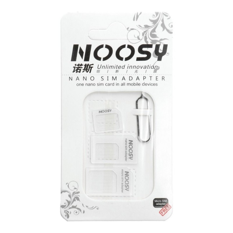 Αντάπτορας NOOSY 3in1 Set Nano SIM/Micro, Micro Sim and Nano/Sim White