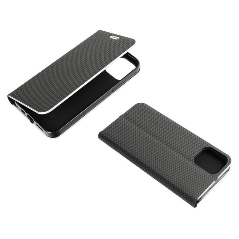 Θήκη Book Luna Carbon Xiaomi Redmi Note 14 Pro 5G / 14 Pro+ Plus 5G Black