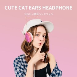 Ακουστικά Handsfree Cat Ear YLFS-22 Wired Jack 3.5mm Headphones Gold