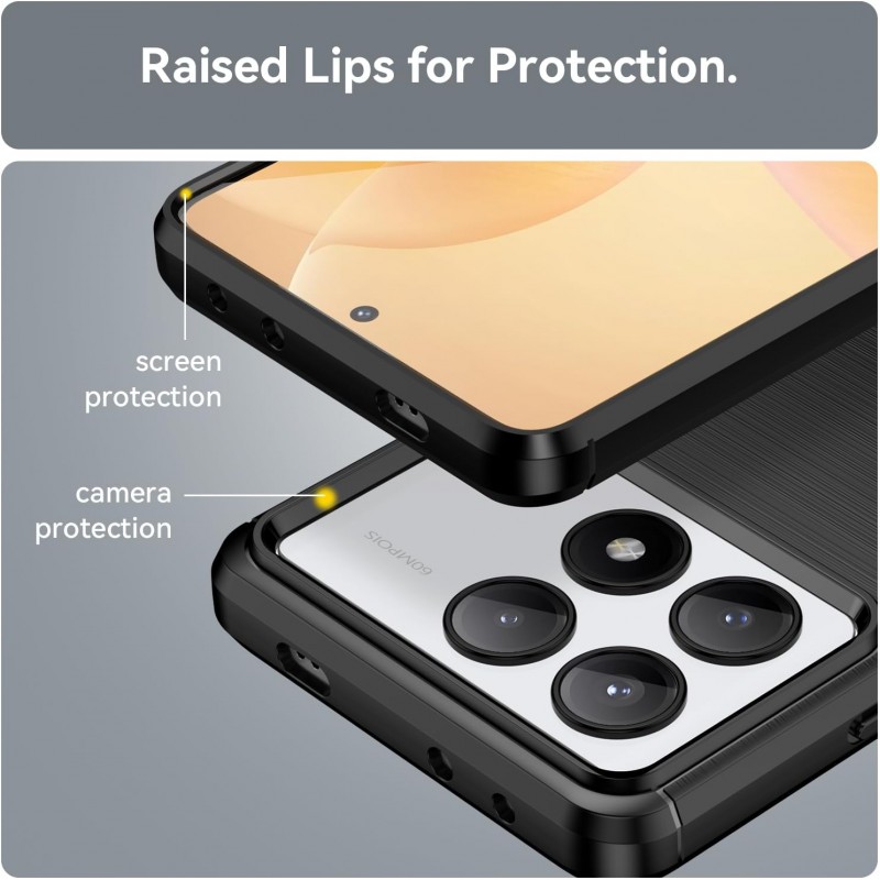 Θήκη TPU Carbon Fiber Brushed Xiaomi Poco X6 Pro 5G Black Θήκη TPU Carbon Fiber Brushed Xiaomi Poco X6 Pro 5G Black