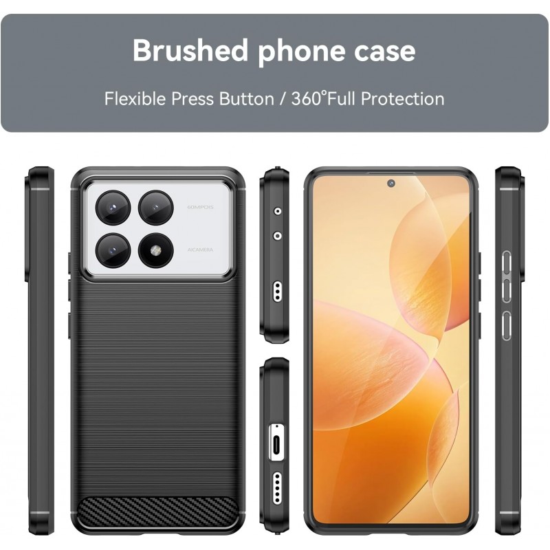 Θήκη TPU Carbon Fiber Brushed Xiaomi Poco X6 Pro 5G Black Θήκη TPU Carbon Fiber Brushed Xiaomi Poco X6 Pro 5G Black