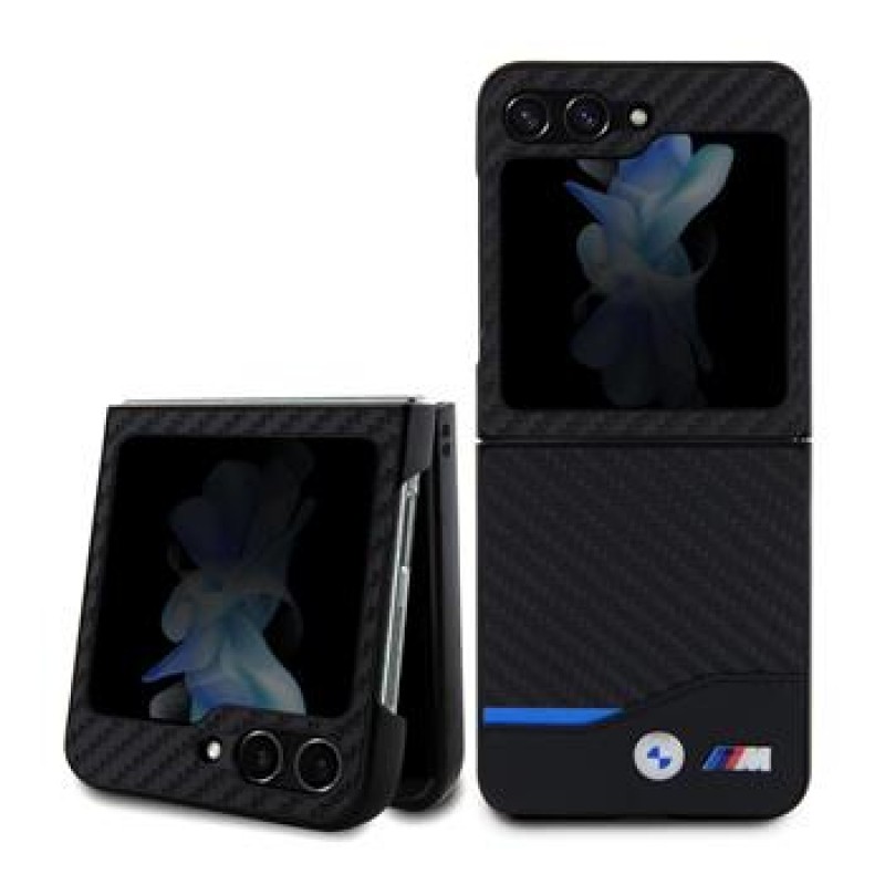Θήκη BMW PU Carbon Blue Line Case Samsung Galaxy Z Flip5 5G SM-F731 Black