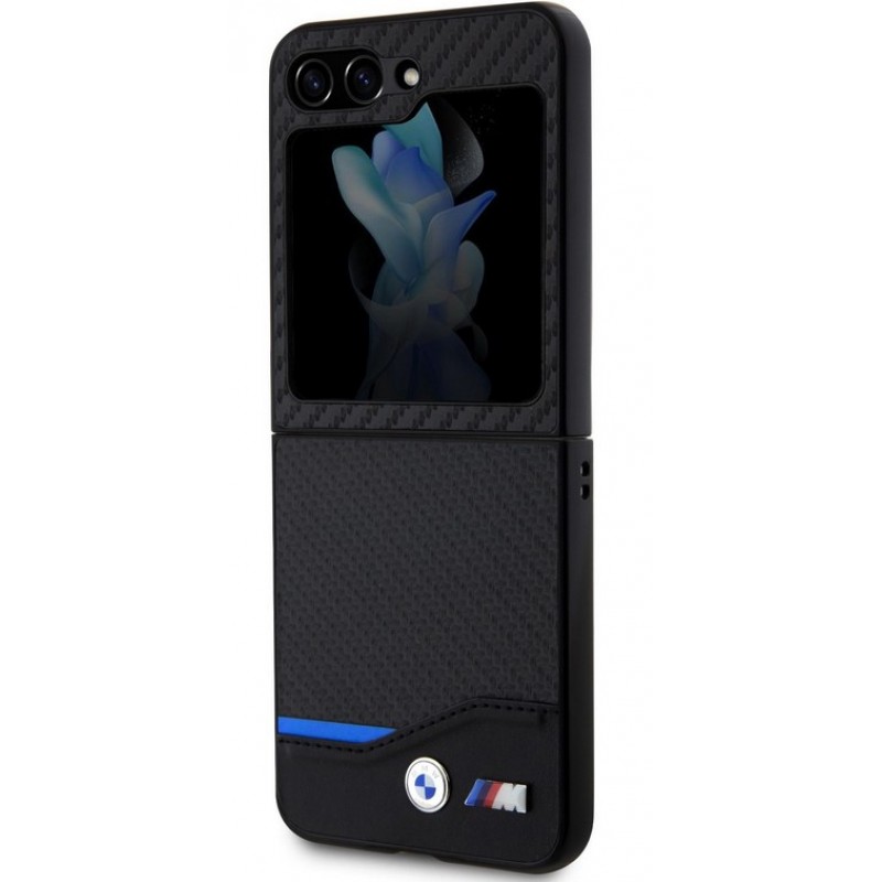 Θήκη BMW PU Carbon Blue Line Case Samsung Galaxy Z Flip5 5G SM-F731 Black