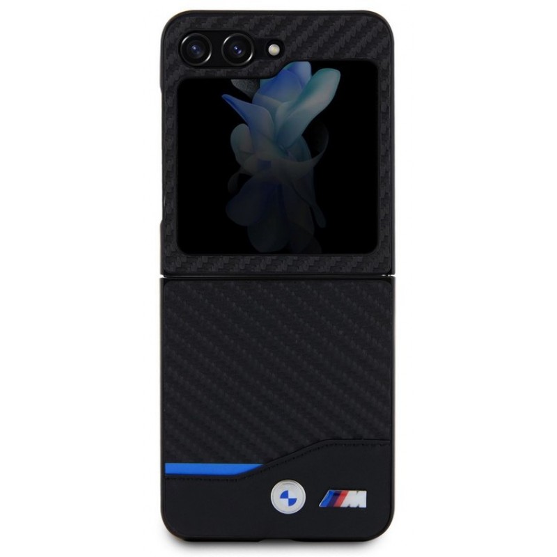 Θήκη BMW PU Carbon Blue Line Case Samsung Galaxy Z Flip5 5G SM-F731 Black