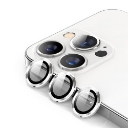 Γυαλί Προστασίας Eagle Eye Camera Lens with Metal Ring  Iphone 15 Pro (6.1\'\')/15 Pro Max (6.7") Tempered Glass 9H AntiCrash / AntiShock Silver