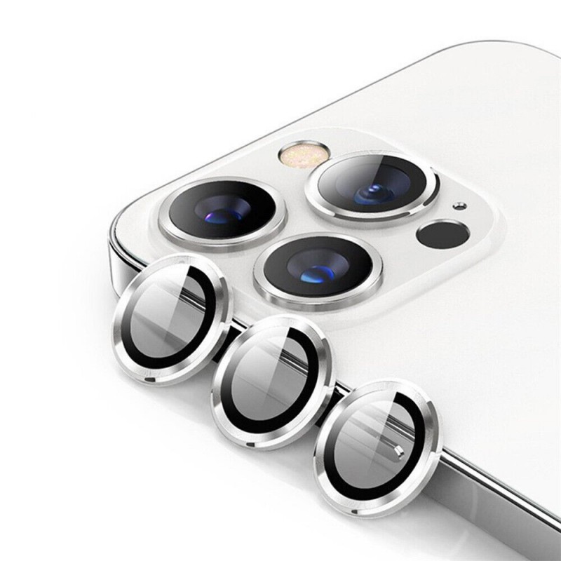 Γυαλί Προστασίας Eagle Eye Camera Lens with Metal Ring  Iphone 15 Pro (6.1\'\')/15 Pro Max (6.7") Tempered Glass 9H AntiCrash / AntiShock Silver