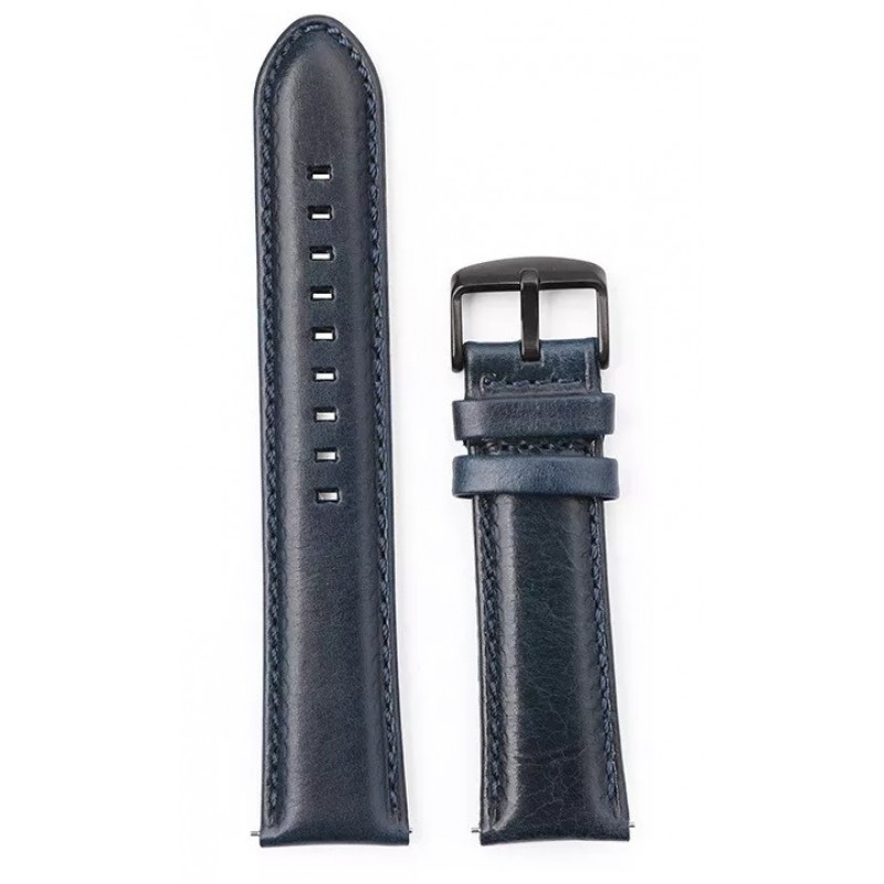 Ανταλλακτικό λουράκι Quickfit Genuine Leather Seam Line Navy Blue για Samsung Galaxy Watch3(45mm)/Watch(46mm)/Huawei Watch 3 (46mm)/ Watch 3 Pro (48mm)/GT 2/Pro/Honor GS Pro/Amazfit GTR 3 (46mm)/GTR 3 Pro/GTR(47mm)/ Stratos 3(48mm) (22mm)
