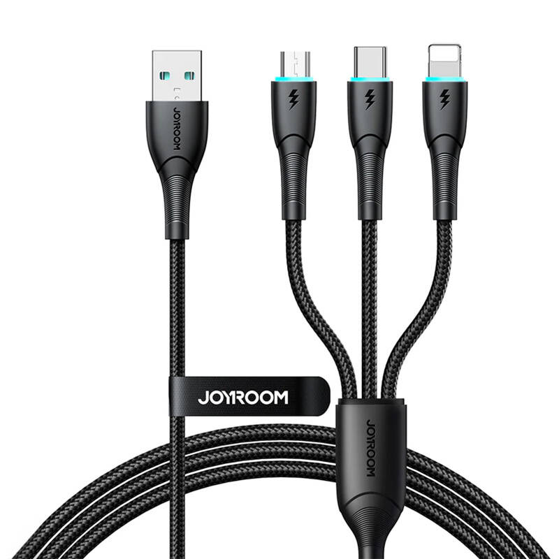 Καλώδιο Joyroom USB 3in1 USB-C/Lightning/Micro USB 1.2m Black