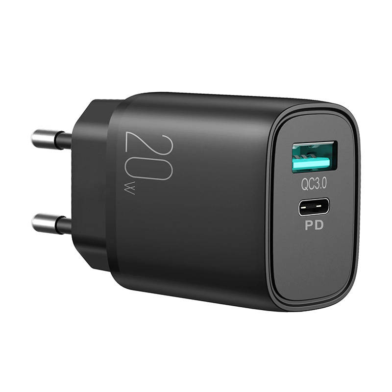 Φορτιστής Ταξιδιού Joyroom USB-A & USB-C 20W Black