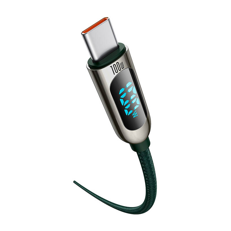 Καλώδιο Baseus Display Braided Type-C to Type-C 100W 1m Green (CATSK-B06)