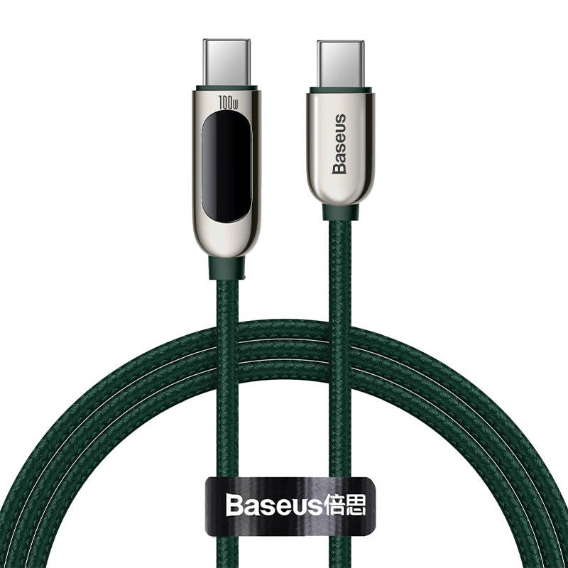 Καλώδιο Baseus Display Braided Type-C to Type-C 100W 1m Green (CATSK-B06)