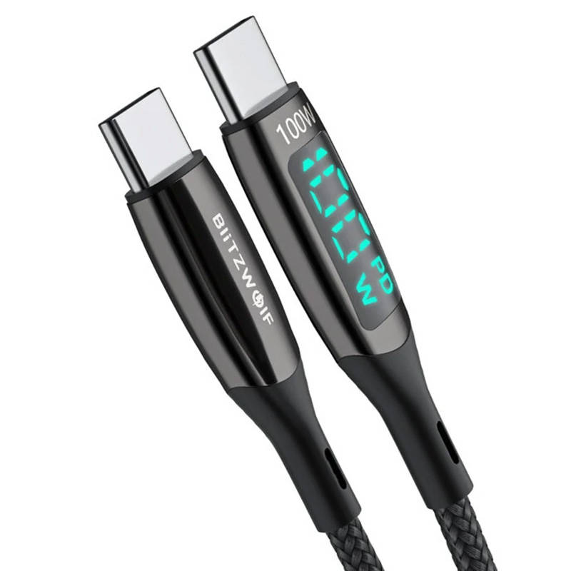 Καλώδιο BlitzWolf Display Braided Type-C to Type-C 100W 1.8m Green (BW-TC23)