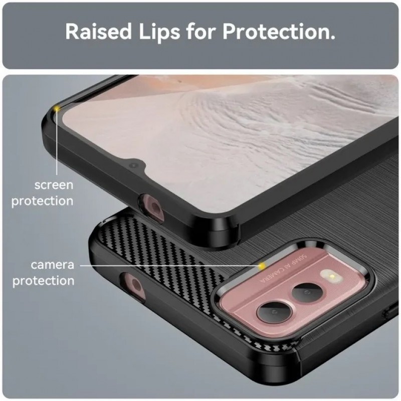 Θήκη TPU Carbon Fiber Brushed Nokia C32 Black Θήκη TPU Carbon Fiber Brushed Nokia C32 Black