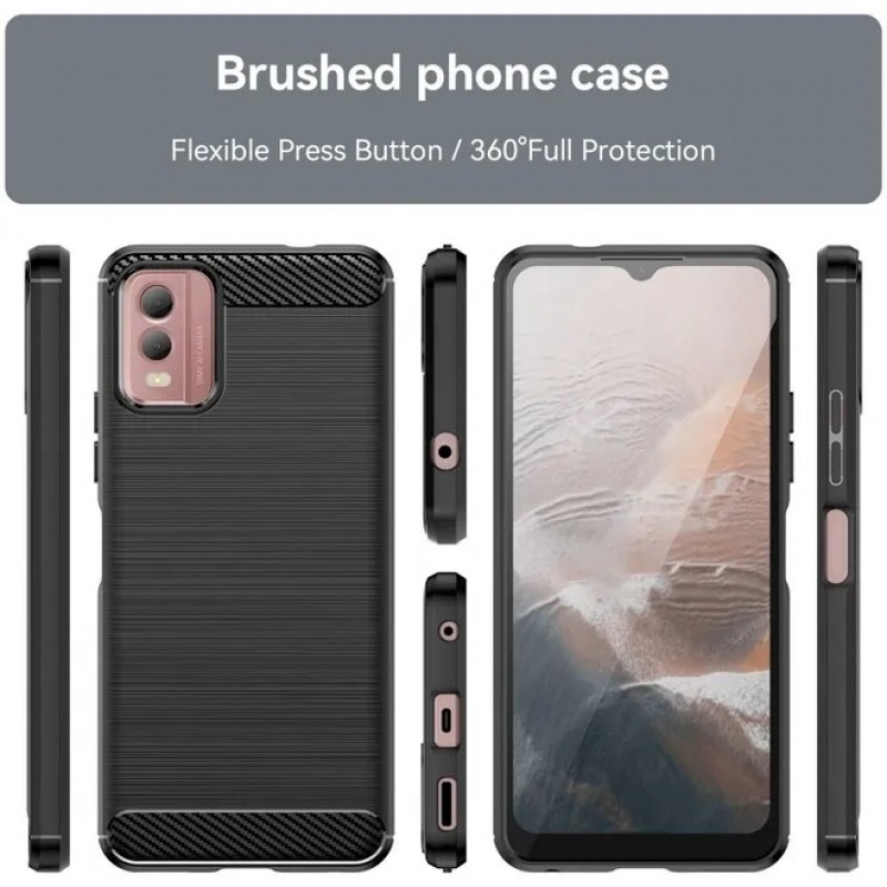 Θήκη TPU Carbon Fiber Brushed Nokia C32 Black Θήκη TPU Carbon Fiber Brushed Nokia C32 Black