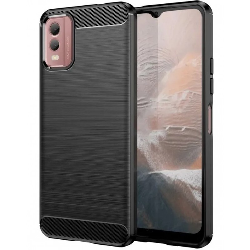 Θήκη TPU Carbon Fiber Brushed Nokia C32 Black Θήκη TPU Carbon Fiber Brushed Nokia C32 Black